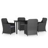 vidaXL Ensemble &agrave; manger de jardin avec coussins 5 pcs Noir