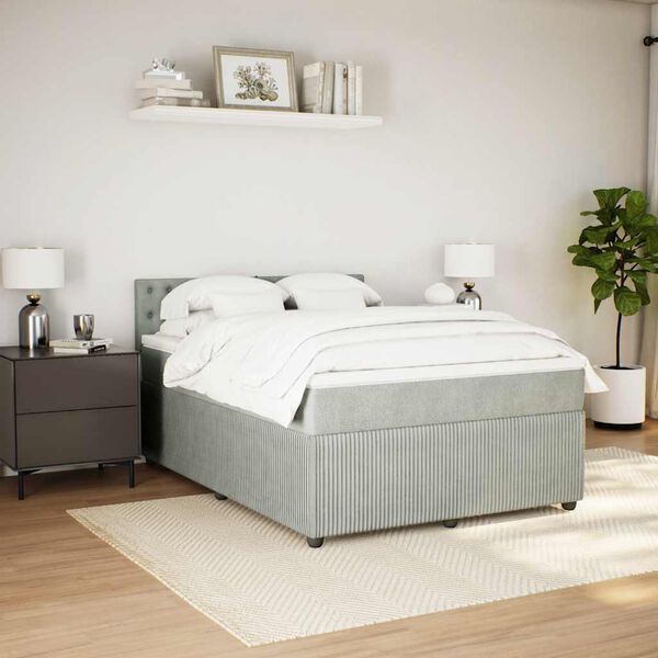 vidaXL Sommier &agrave; lattes de lit et matelas Gris clair 140x190cm Velours