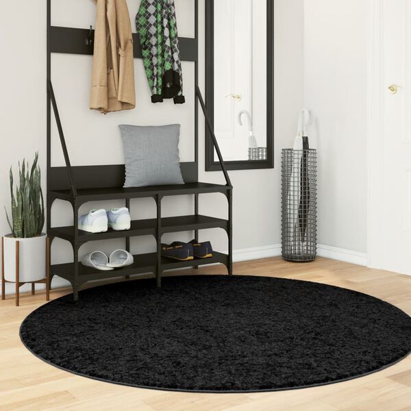 vidaXL Tapis OVIEDO &agrave; poils courts noir &Oslash; 160 cm
