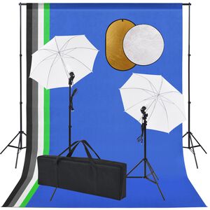 vidaXL Kit de studio photo avec lampes toile de fond et r&eacute;flecteur
