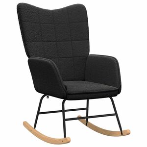 vidaXL Chaise &agrave; bascule Noir Tissu Sherpa