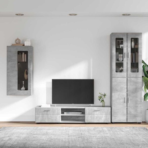 vidaXL Ensemble meuble TV FLORIN Gris b&eacute;ton Bois d'ing&eacute;nierie