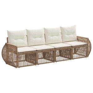 vidaXL Ensemble de canap&eacute; de jardin 4 pc Beige et blanc cr&egrave;me