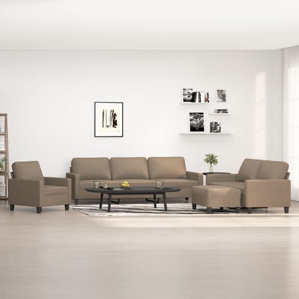 vidaXL Ensemble de canap&eacute;s 4 pcs avec coussins Taupe Tissu