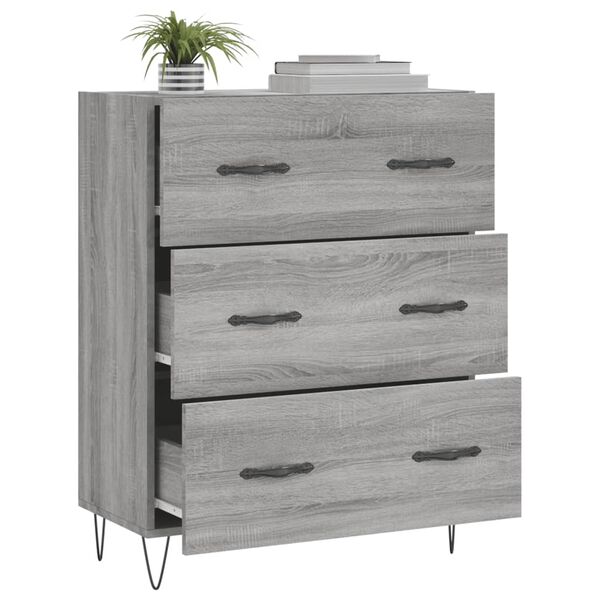 vidaXL Buffet sonoma gris 69,5x34x90 cm bois d'ing&eacute;nierie