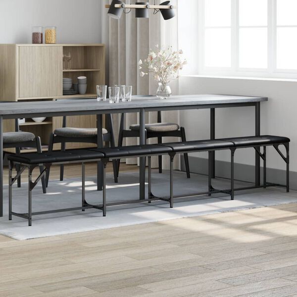 vidaXL Banc à manger noir 248x32x45 cm acier et similicuir