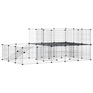 vidaXL Cage animaux de compagnie &agrave; 44 panneaux et porte Noir 175x105x70 cm