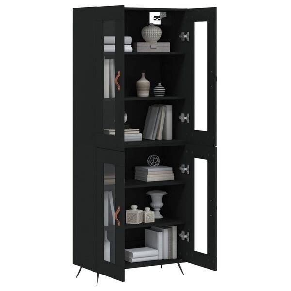 vidaXL Buffet haut Noir 69,5x34x180 cm Bois d'ing&eacute;nierie