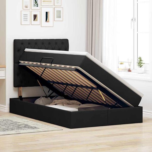 vidaXL Lit de Rangement Noir 120 x 190 cm Cuir synthétique