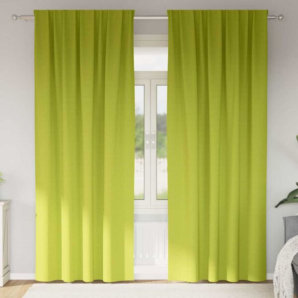 vidaXL Rideaux occultants avec anneaux 2 pcs Vert 245 x 140 cm