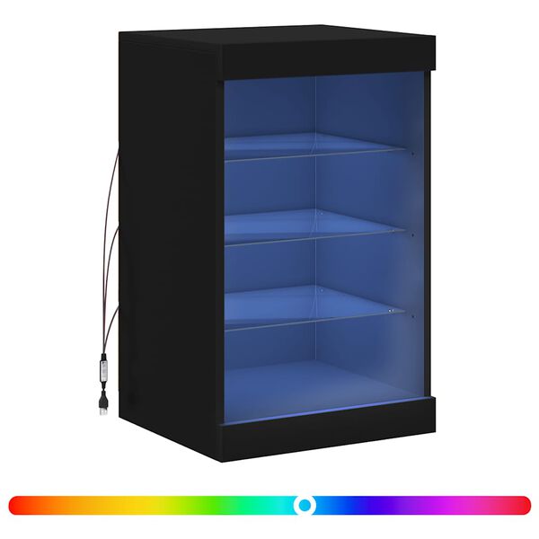 vidaXL Buffet avec lumi&egrave;res LED noir 41x37x67 cm