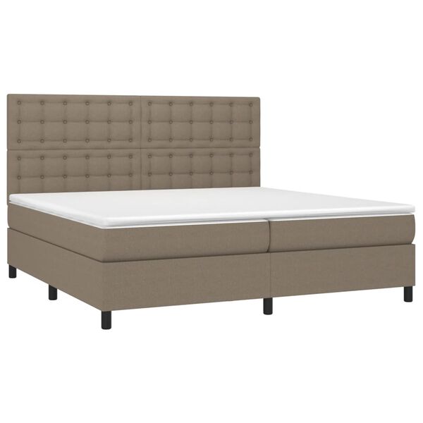 vidaXL Sommier &agrave; lattes de lit avec matelas Taupe 200x200 cm Tissu