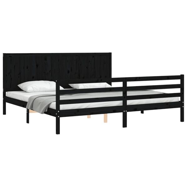 vidaXL Cadre de lit sans matelas noir 200x200 cm bois massif