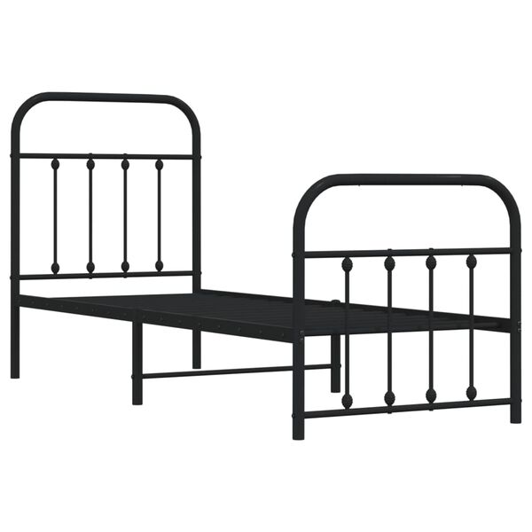 vidaXL Cadre de lit métal sans matelas avec pied de lit noir 75x190 cm