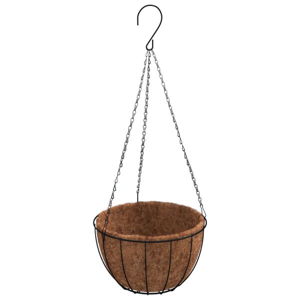 vidaXL Jardini&egrave;res suspendues 4 pcs avec doublure coco Noir &Oslash; 35x52 cm