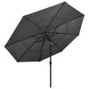 vidaXL Parasol de jardin &agrave; 3 niveaux avec m&acirc;t en aluminium anthracite
