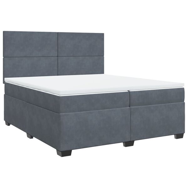 vidaXL Sommier &agrave; lattes de lit et matelas Gris fonc&eacute; 200x200cm Velours
