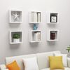 vidaXL &Eacute;tag&egrave;res cube murales 6 pcs Blanc brillant 30x15x30 cm