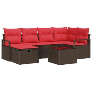 vidaXL Ensemble de Canap&eacute;s 7 pi&egrave;ces 6-Nombre de places Marron et rouge