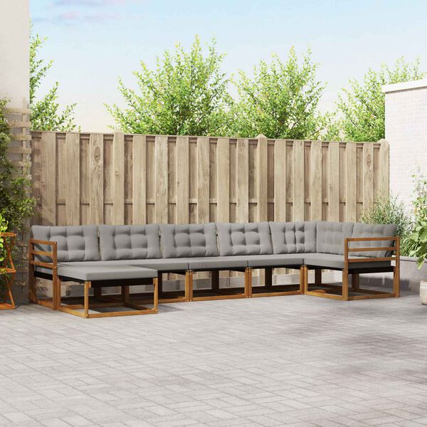 vidaXL Ensemble de canap&eacute;s d'ext&eacute;rieur 7 pcs Gris Naturel et Clair