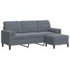 vidaXL Canap&eacute; &agrave; 3 places avec repose-pieds Gris fonc&eacute; 180 cm Velours