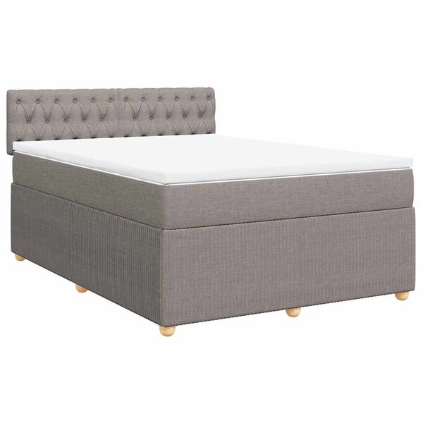 vidaXL Sommier &agrave; lattes de lit avec matelas Taupe 140x190 cm Tissu