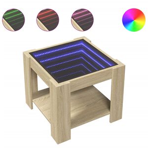 vidaXL Table basse avec LED ch&ecirc;ne sonoma 53x53x45 cm bois d'ing&eacute;nierie