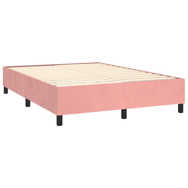 vidaXL Sommier &agrave; lattes de lit avec matelas Rose 140x190 cm Velours