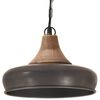 vidaXL Lampe suspendue industrielle Gris Fer et bois solide 26 cm E27