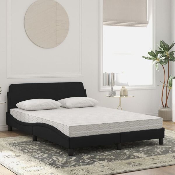 vidaXL Lit avec matelas Dover noir 140x190 cm velours