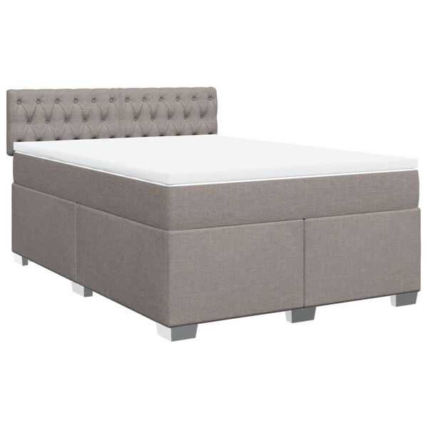 vidaXL Sommier à lattes de lit avec matelas Taupe 140x190 cm Tissu
