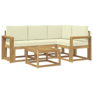 vidaXL Ensemble de canap&eacute;s d'ext&eacute;rieur 5 pcs Blanc et cr&egrave;me