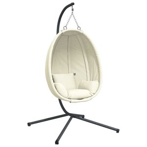 vidaXL Chaise suspendue en forme d'&oelig;uf et support beige tissu et acier