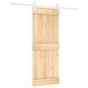 vidaXL Porte coulissante 80 x 210 cm Bois de pin massif (non trait&eacute;)