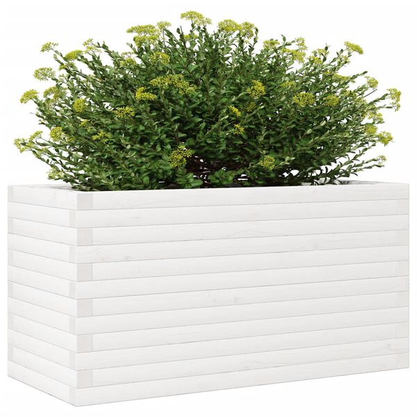 vidaXL Jardini&egrave;re blanc 90x40x46 cm bois de pin massif