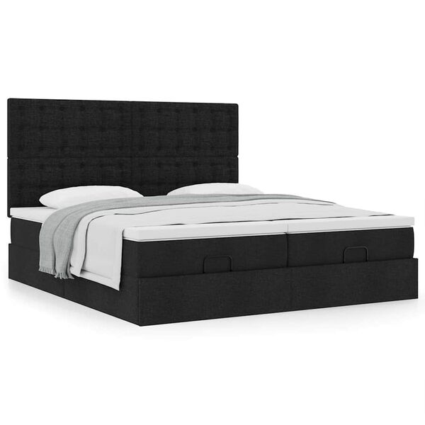 VidaXL Cadre de lit ottoman avec matelas noir 200x200cm tissu