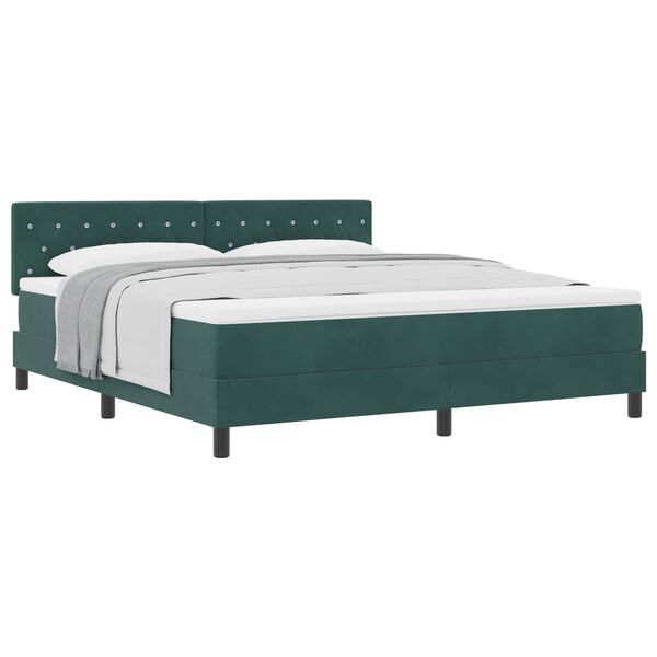 vidaXL Lit &agrave; ressorts avec matelas Vert fonc&eacute; 180 x 200 cm Velours