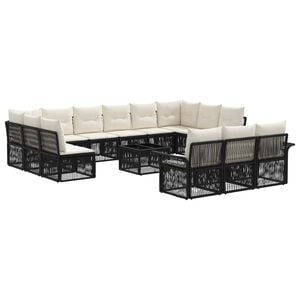 vidaXL Ensemble de canap&eacute; de jardin 14 pc Noir polyrotin