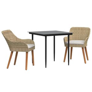 vidaXL Ensemble de salle &agrave; manger pour jardin 3 pcs Beige polyrotin