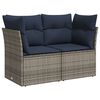 vidaXL Canap&eacute; de jardin 2 places avec coussins gris r&eacute;sine tress&eacute;e