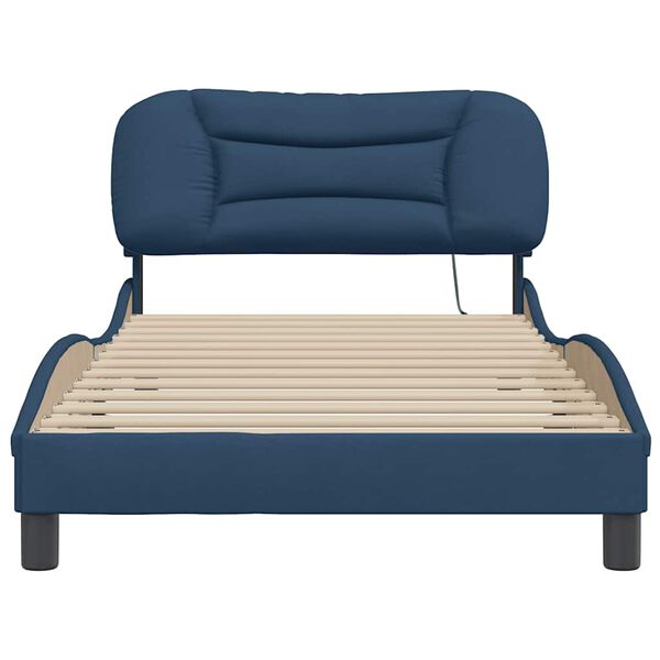 vidaXL Cadre de lit sans matelas Hvar bleu 100x200 cm tissu