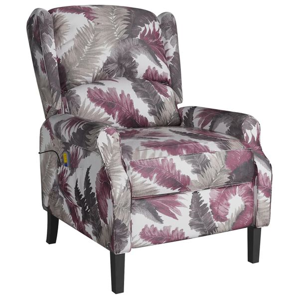 vidaXL Fauteuil inclinable de massage Motif à fleurs Tissu