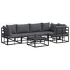 vidaXL Ensemble de canap&eacute; de jardin avec coussin 6 pcs Noir Aluminium