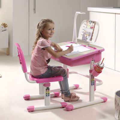 Vipack Bureau réglable enfant Comfortline 301 et chaise Rose et blanc