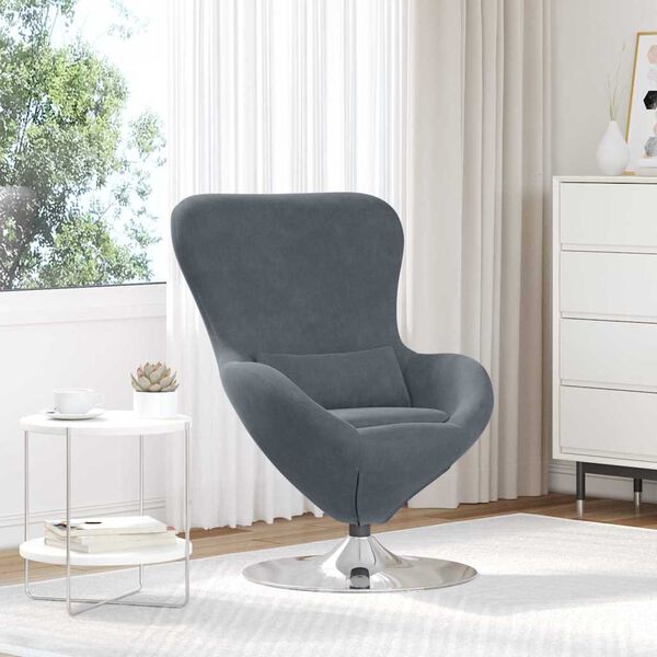 vidaXL Fauteuil &oelig;uf Gris fonc&eacute; Velours