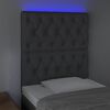 vidaXL T&ecirc;te de lit &agrave; LED Gris fonc&eacute; 80x7x118/128 cm Tissu