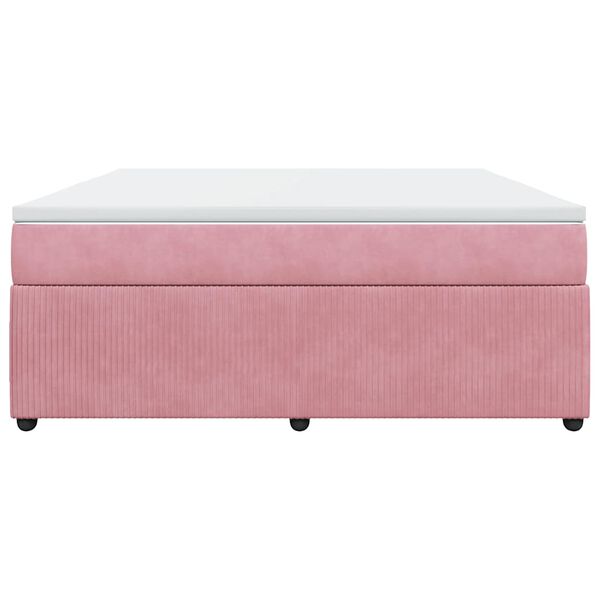vidaXL Sommier &agrave; lattes de lit avec matelas Rose 180x200 cm Velours