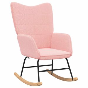 vidaXL Chaise &agrave; bascule Rose Tissu Sherpa