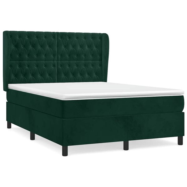 vidaXL Sommier &agrave; lattes de lit et matelas Vert fonc&eacute; 140x200cm Velours