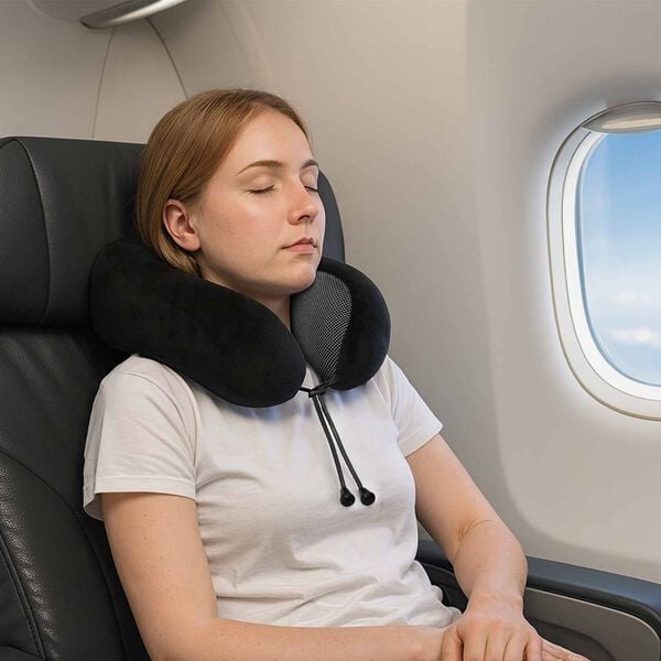 vidaXL Oreiller avec oreiller R&eacute;glable Noir 28 x 25 x 14 cm Velours